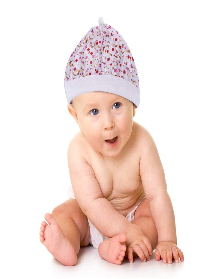 Pokory New Born Baby Cap Pack of 5 Cotton Floral Printed Light Weight Regular fit Cap for Baby Girls and Baby Boys (Colour May Vary) Multicolour - Image 5