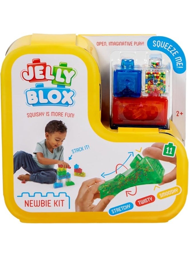 Jelly Blox طقم المبتدئين، يتضمن 11 قطعة، كتل بناء للأطفال الصغار ومرحلة ما قبل المدرسة يمكن للأطفال الضغط عليها، تمديدها، وهرسها، تم اختبارها من حيث السلامة وخالية من الأذى | لعب لمسي وحسي للأعمار من 2 وما فوق - Image 1