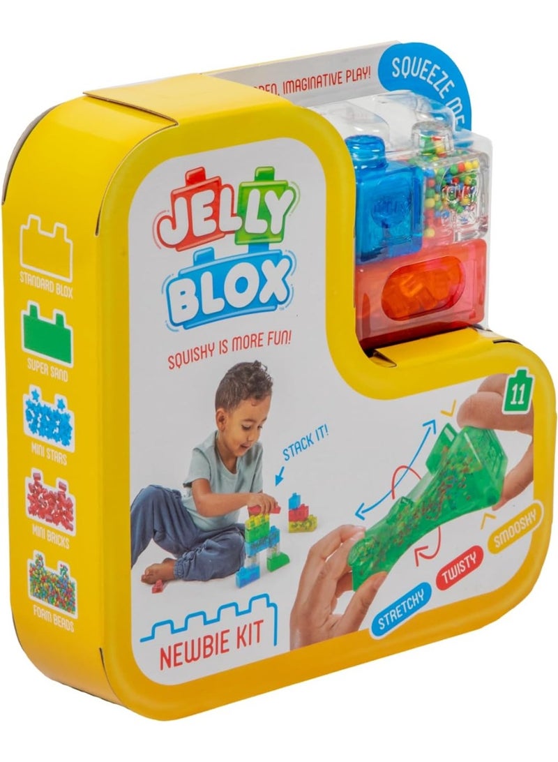 Jelly Blox طقم المبتدئين، يتضمن 11 قطعة، كتل بناء للأطفال الصغار ومرحلة ما قبل المدرسة يمكن للأطفال الضغط عليها، تمديدها، وهرسها، تم اختبارها من حيث السلامة وخالية من الأذى | لعب لمسي وحسي للأعمار من 2 وما فوق - Image 2