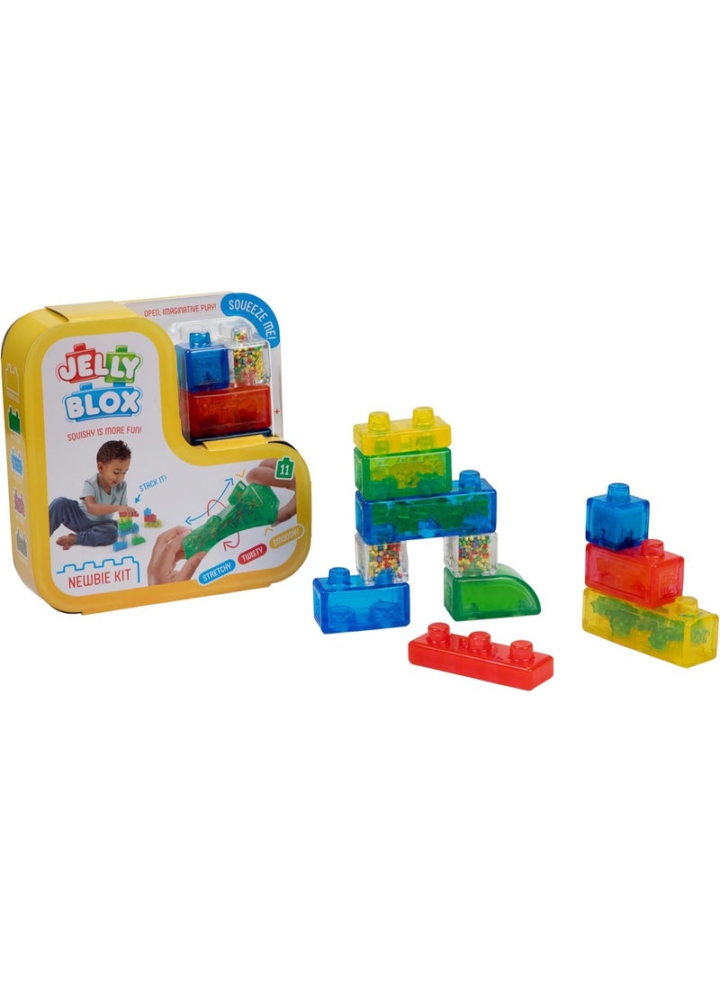 Jelly Blox طقم المبتدئين، يتضمن 11 قطعة، كتل بناء للأطفال الصغار ومرحلة ما قبل المدرسة يمكن للأطفال الضغط عليها، تمديدها، وهرسها، تم اختبارها من حيث السلامة وخالية من الأذى | لعب لمسي وحسي للأعمار من 2 وما فوق - Image 3