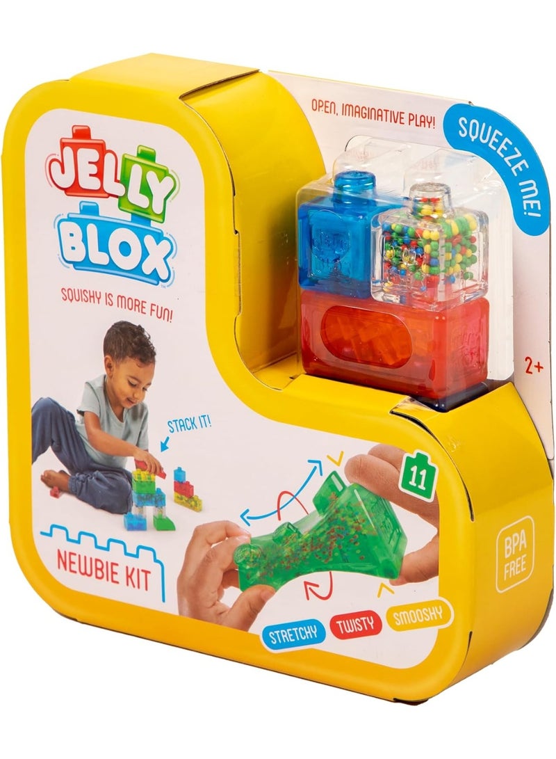 Jelly Blox طقم المبتدئين، يتضمن 11 قطعة، كتل بناء للأطفال الصغار ومرحلة ما قبل المدرسة يمكن للأطفال الضغط عليها، تمديدها، وهرسها، تم اختبارها من حيث السلامة وخالية من الأذى | لعب لمسي وحسي للأعمار من 2 وما فوق - Image 5