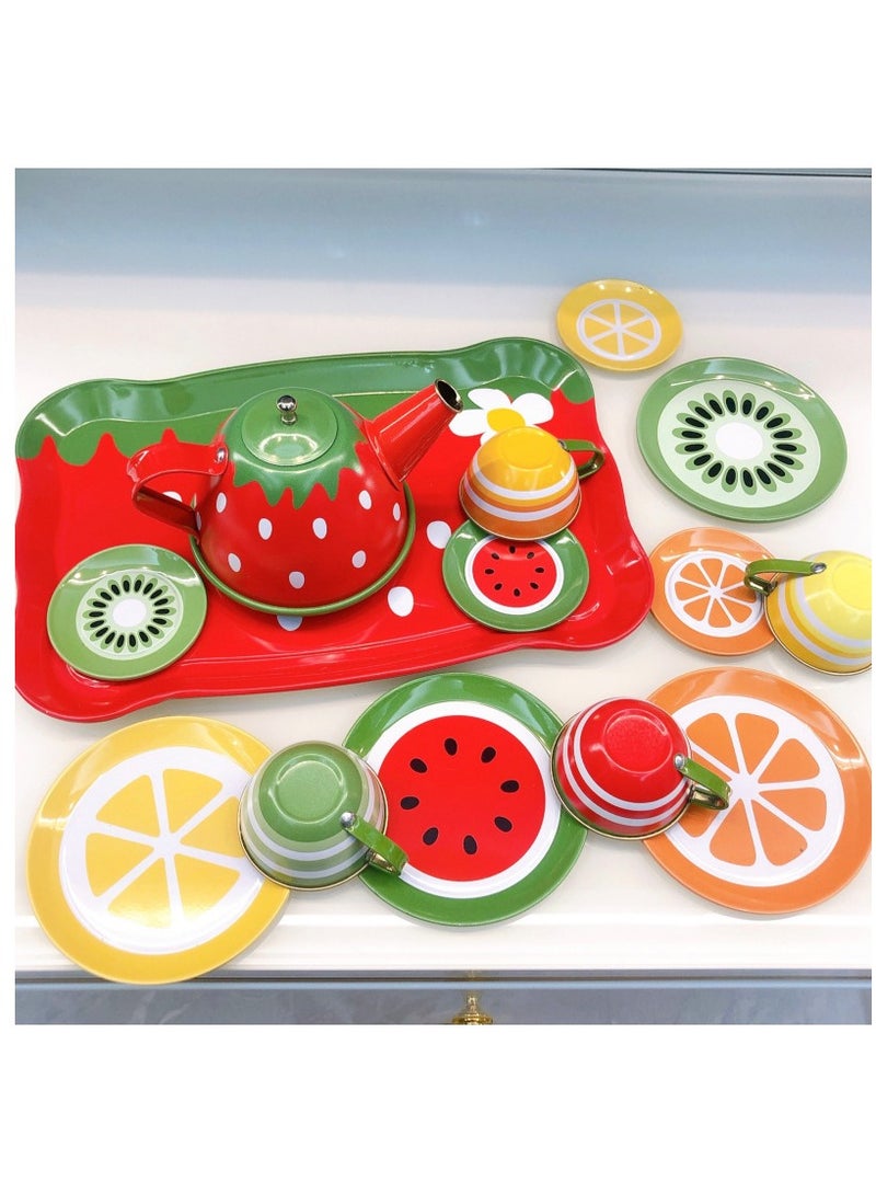 Loquat 14 piece children's pretend game tea set, toddler toy girl tea party set, children's tea party set, learning and social skills, children's birthday gift - Image 2