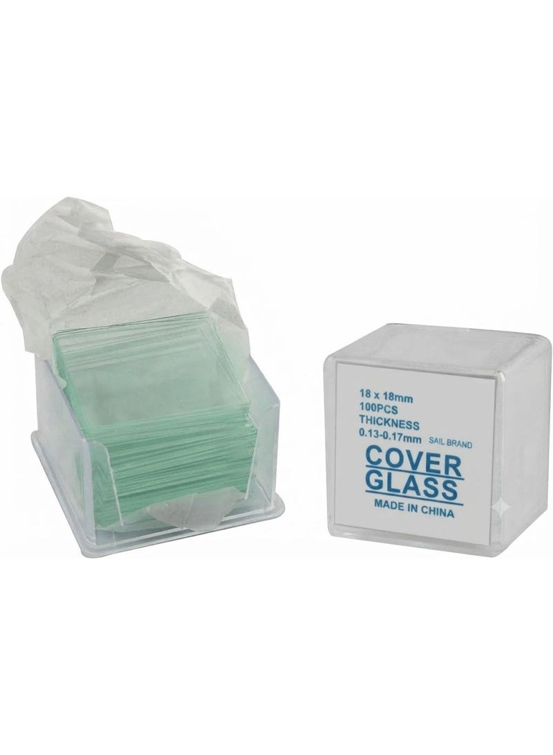Protect Glass Cover Slips for Microscope Slides 18 x 18 mm | Premium Clear Cover Glass | High Optical Clarity | Pre-Cleaned Laboratory Cover Slips | For Biological, Pathology & Research Use | Pack of 100 - Image 2