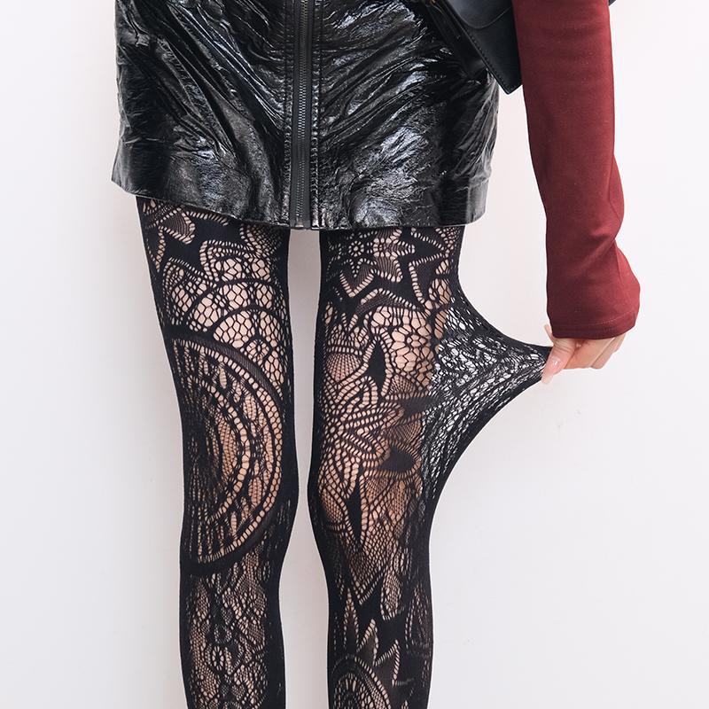 Vintage Sexy Fishnet Tights with Tattoo Pattern - Image 1