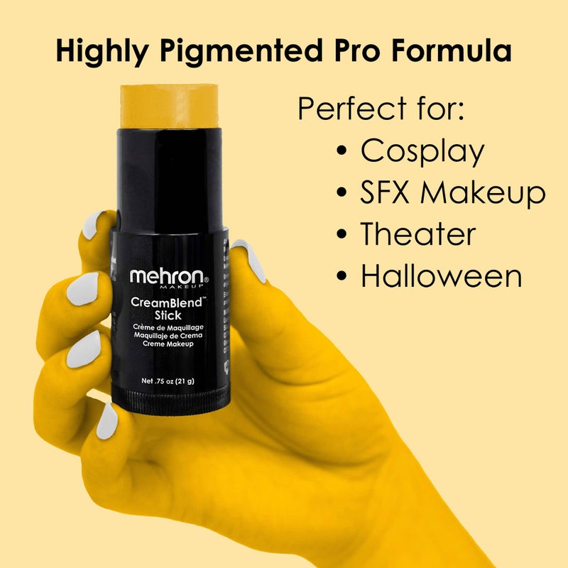 Mehron Makeup CreamBlend Stick | Face Paint, Body Paint, & Foundation Cream Makeup | Perfect for Halloween .75 oz (Yellow) - Image 3