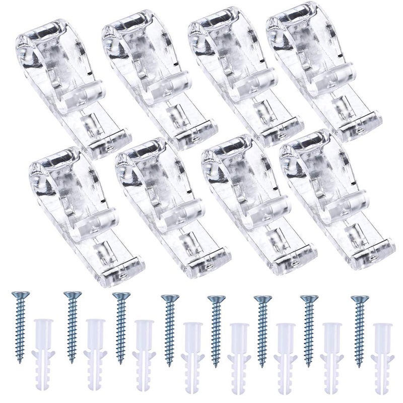 8 Sets Roman Blind P Clip Plastic Roman Roller Blind Chain Cord P Clips Hooks Child Safety Roller Blind Clips for Blinds with 8 Screws and 8 Plastic Pillars