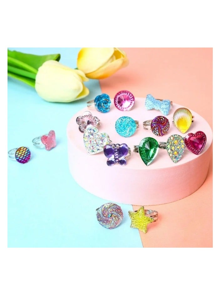 Mordely 36 Pcs Children's Diamond Ring Kid Gift Ring Child Crystal Ring Heart Set  - Image 2