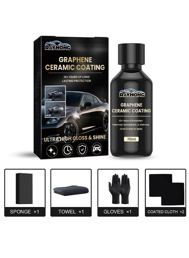 RAYHONG Graphene Ceramic Coating, New Plastics Parts Crystal Coatings Car High Gloss Protective Layer, Upgrade Crystals Coating For Cars Plastic Restorer Refurbish Agent, With Sponge*1, Towel*1, Gloves*2, Coated Cloth*2 - Image 2