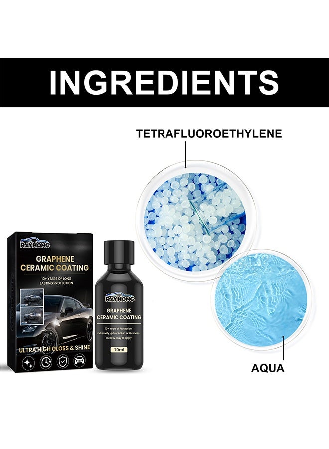 RAYHONG Graphene Ceramic Coating, New Plastics Parts Crystal Coatings Car High Gloss Protective Layer, Upgrade Crystals Coating For Cars Plastic Restorer Refurbish Agent, With Sponge*1, Towel*1, Gloves*2, Coated Cloth*2 - Image 3