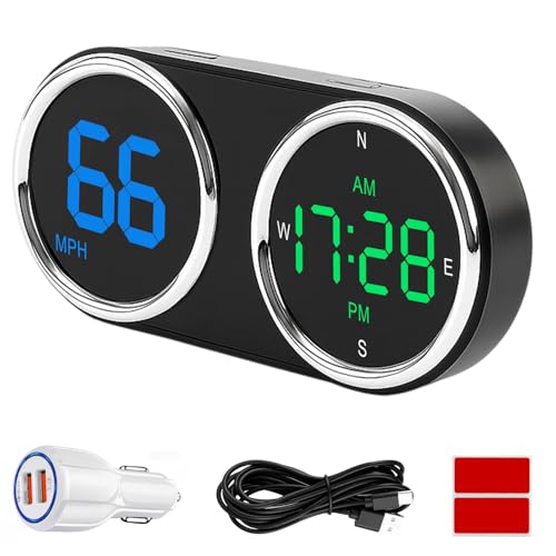 GUGUMO GPS Digital Speedometer for Car MPH, Universal HUD Speed Meter with LED Large Font, Plug Play for Car Truck Motor SUV Golf Cart All Vehicles (Colorful MPH KM/H Speedometer) - Image 1