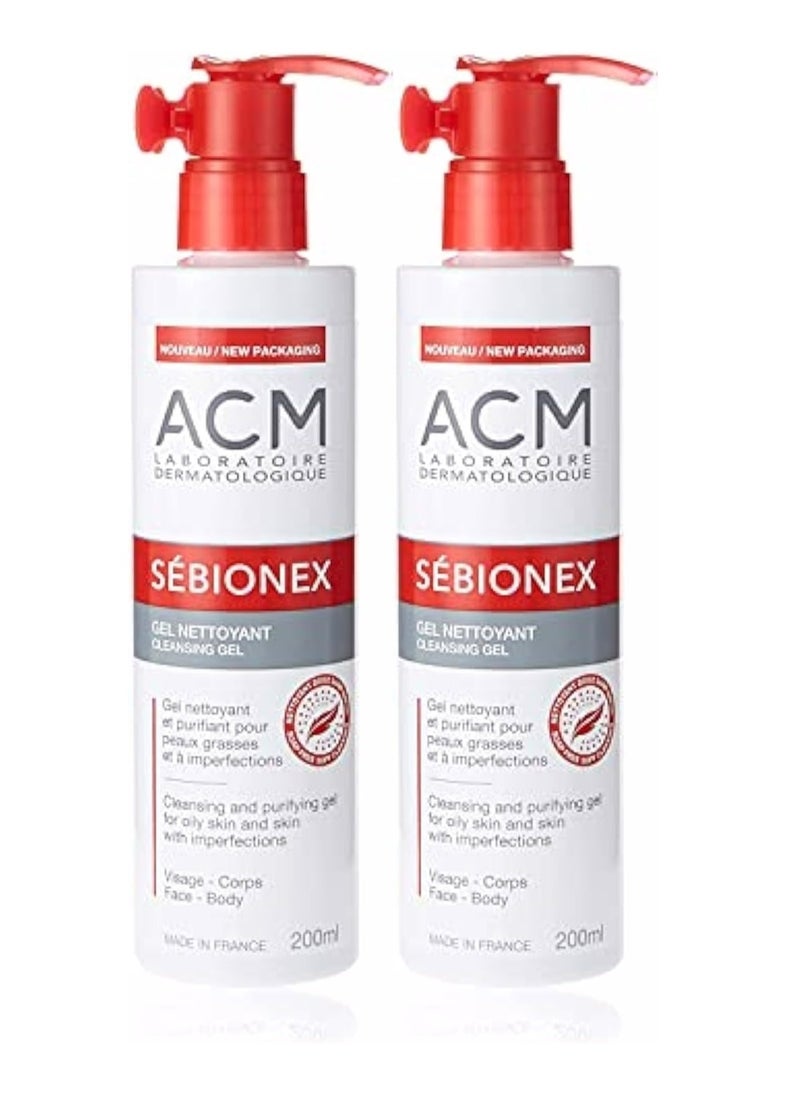 ACM Laboratoire dermatologique ACM Sebionix Cleansing Gel for Oily and Acne-prone Skin 200ml 2 pcs  - Image 1