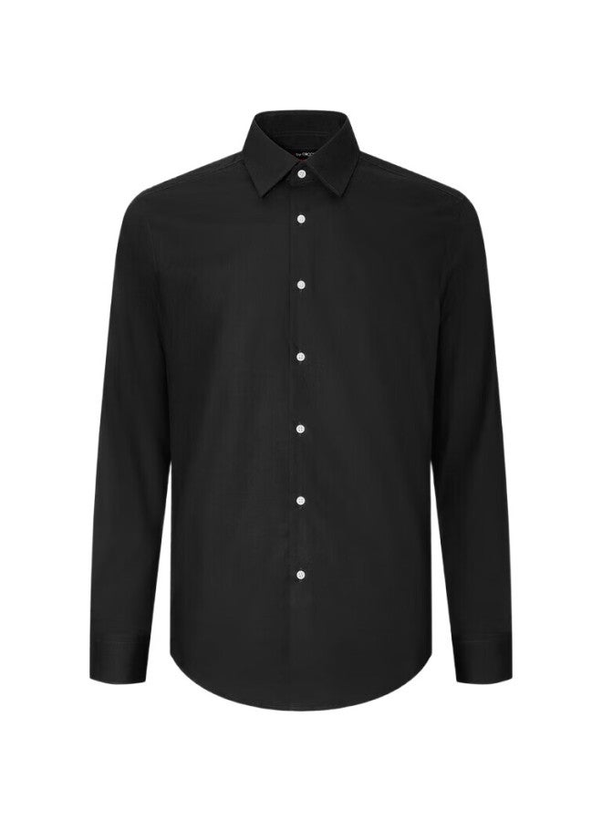 Men'S Cotton Blend Skin-Friendly Formal Long Sleeve Shirt 41121942G2 Black 05