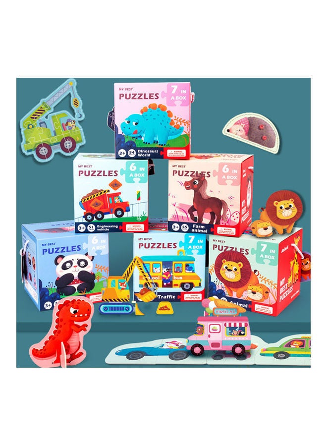 NIBEMINENT 6-Piece Wooden Double-Sided 3D Puzzles Set - Image 2