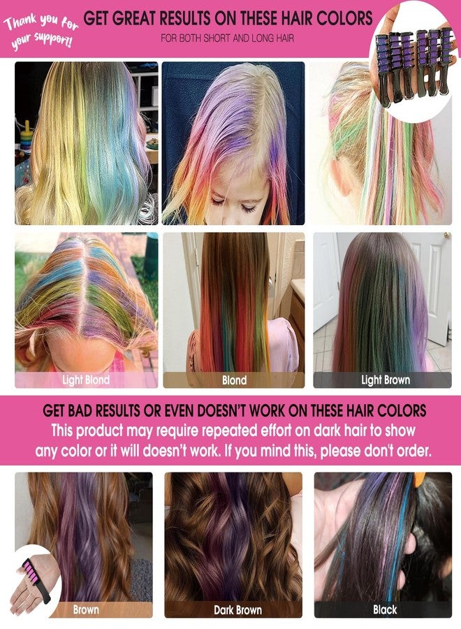 MSDADA New Hair Chalk Comb Temporary Bright Hair Color Dye for Girls Kids, Washable Hair Chalk for Girls Age 4 5 6 7 8 9 10 New Year Birthday Cosplay DIY Halloween, Christmas（Purple) - Image 2