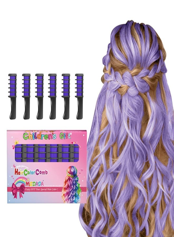 MSDADA New Hair Chalk Comb Temporary Bright Hair Color Dye for Girls Kids, Washable Hair Chalk for Girls Age 4 5 6 7 8 9 10 New Year Birthday Cosplay DIY Halloween, Christmas（Purple) - Image 1
