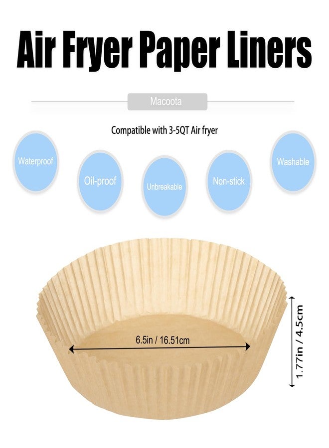 Macoota Air Fryer Liners Disposable 6.5 IN,100PCS Round Non-Stick Parchment Paper Parchment Paper for 3-5QT Air Fryer Roasting Microwave Basket - Image 2