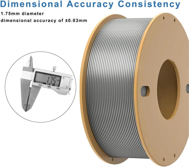 Compatible for Bambu Lab, Compatible for Creality – Silver Silk PLA 3D Printer Filament 1.75mm, 0.25KG - Image 3