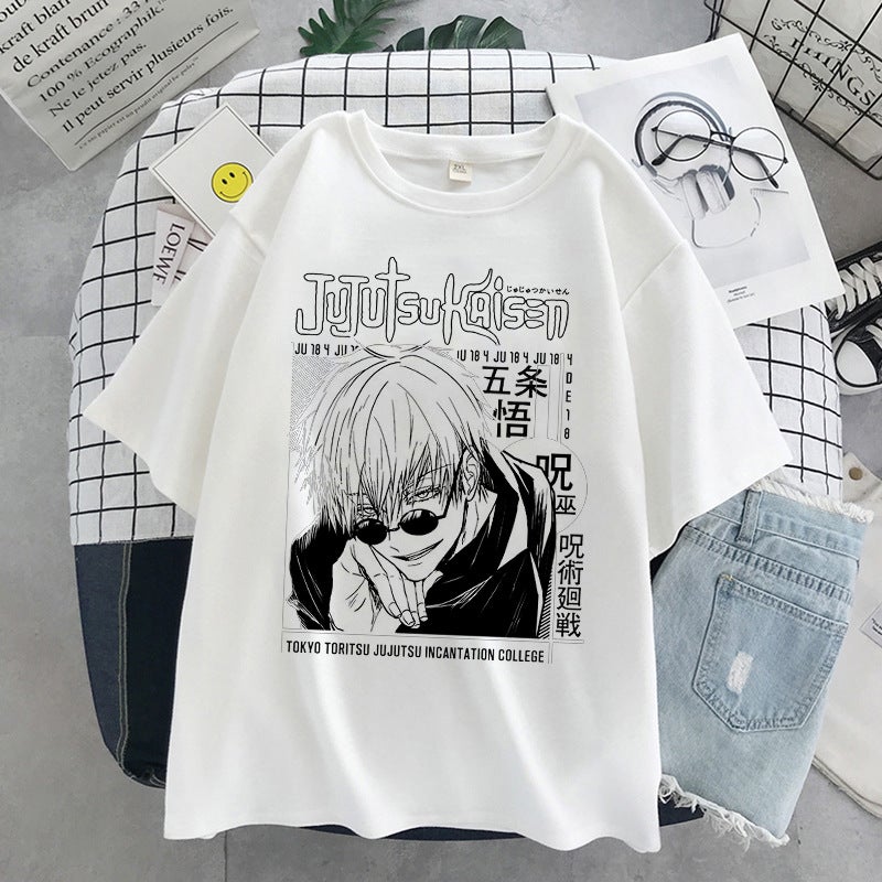 Spell Battle Fashion Large Size Thin Round Neck Short Sleeve For Female Students - Image 4