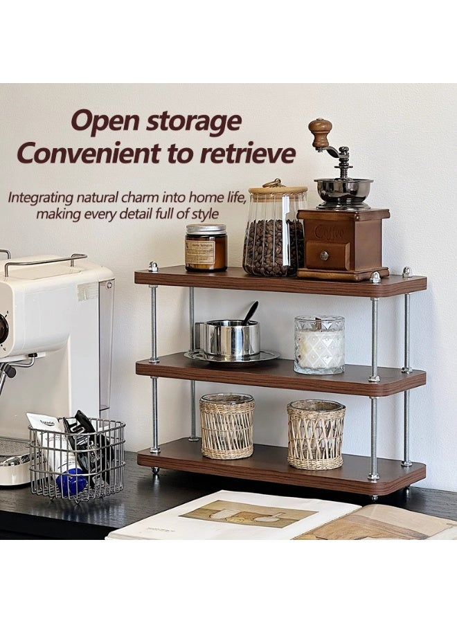 jisimu Coffee Station Organizer for Counter, Wood Coffee Pods Holder Storage Rack, Coffee and Tea Condiment Storage Organizer, Rustic Coffee Bar Decor for Coffee Accessories Organizer, 3-Tier - Image 1