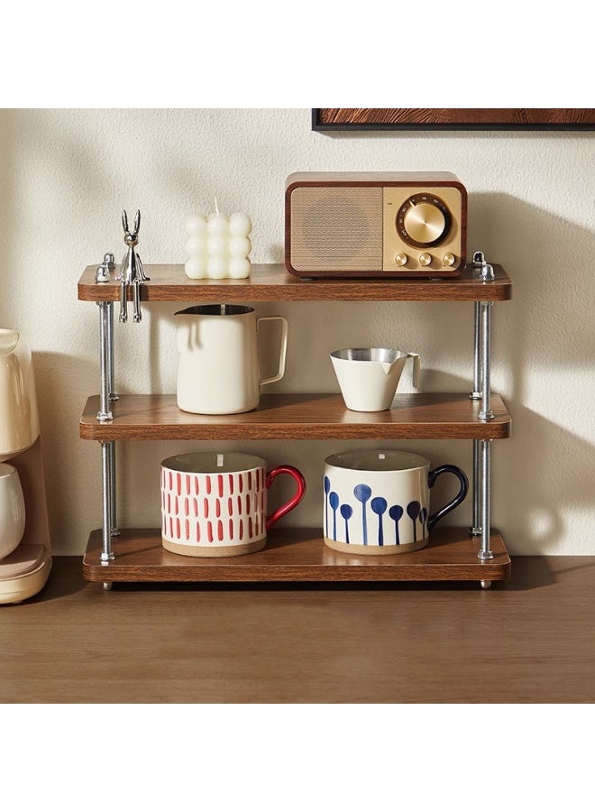 jisimu Coffee Station Organizer for Counter, Wood Coffee Pods Holder Storage Rack, Coffee and Tea Condiment Storage Organizer, Rustic Coffee Bar Decor for Coffee Accessories Organizer, 3-Tier - Image 3