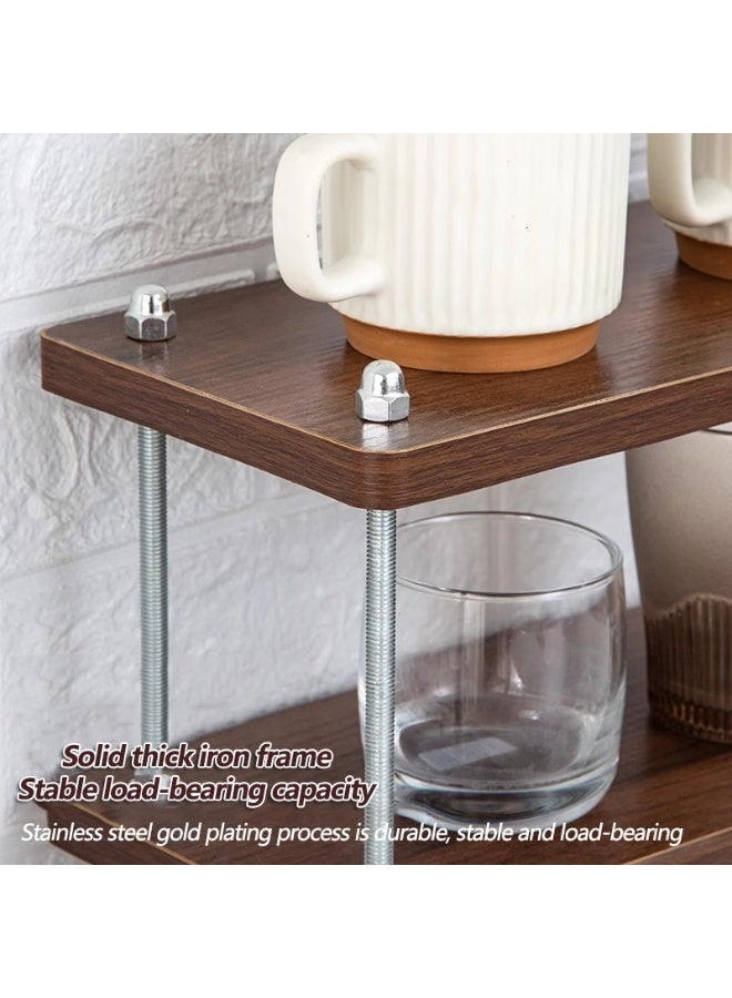 jisimu Coffee Station Organizer for Counter, Wood Coffee Pods Holder Storage Rack, Coffee and Tea Condiment Storage Organizer, Rustic Coffee Bar Decor for Coffee Accessories Organizer, 3-Tier - Image 5