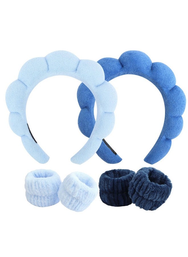 ACO-UINT 6Pcs Spa Headbands And Wrist Washbands Set Skincare Headbands Makeup Headband Sponge Face Wash Headband Terry Cloth Headbands Puffy Hair Band For Washing Face - Image 1