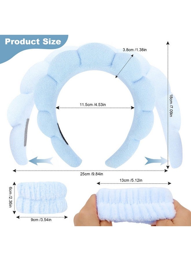 ACO-UINT 6Pcs Spa Headbands And Wrist Washbands Set Skincare Headbands Makeup Headband Sponge Face Wash Headband Terry Cloth Headbands Puffy Hair Band For Washing Face - Image 2