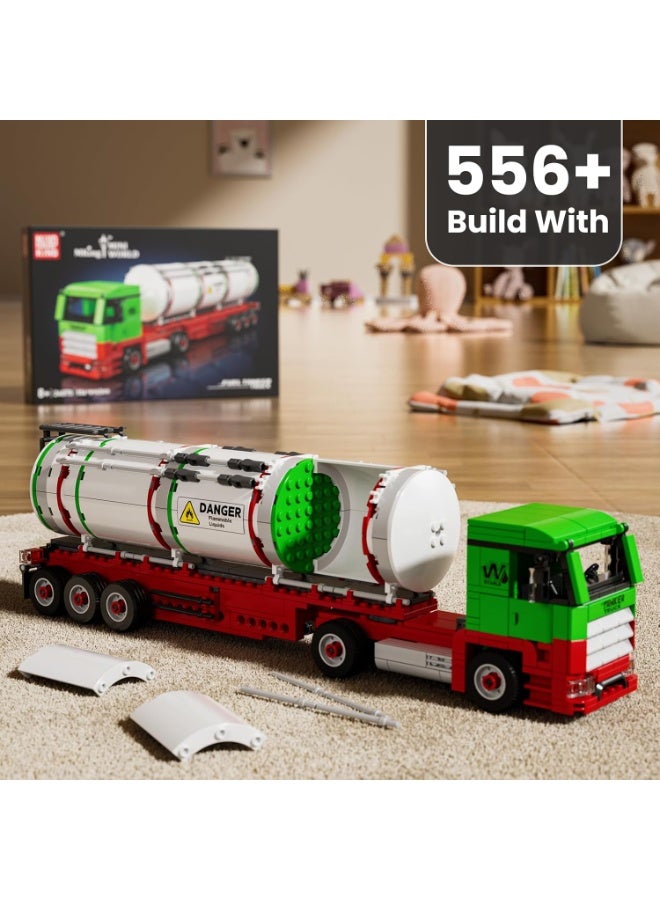 MYTOYS 24075 Mould King 24075 Tanker Truck Building Blocks Set (556 Pieces) – Realistic Oil Tanker Model Kit, STEM Educational Construction Toy, MOC Collectible Gift for Kids Ages 8+ and Adults – Red & Green 556 4+ Years - Image 2