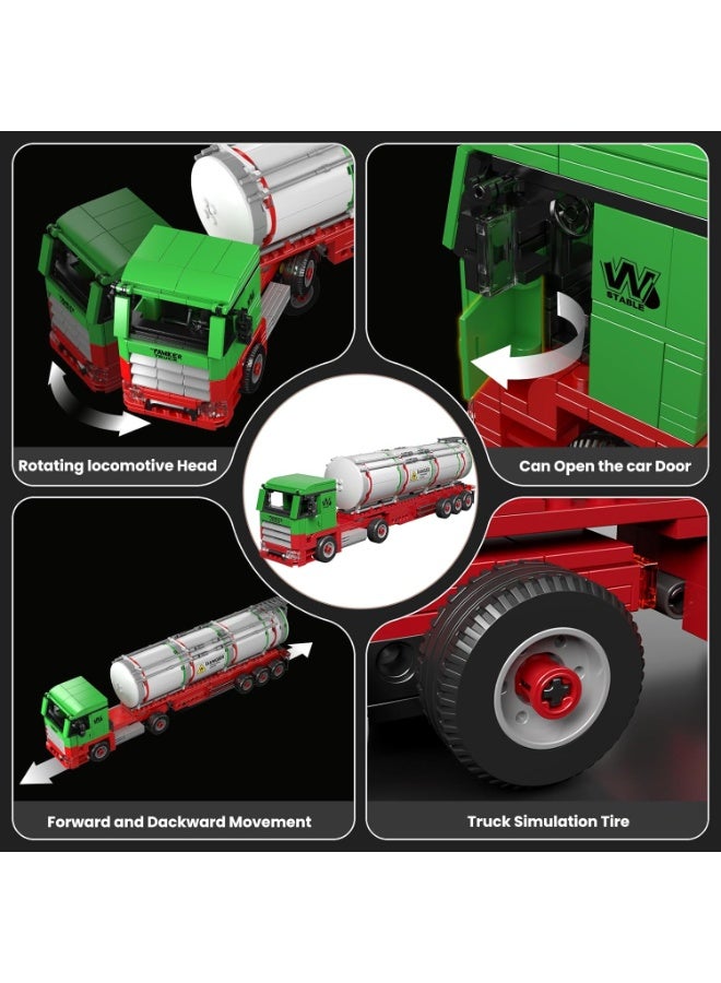 MYTOYS 24075 Mould King 24075 Tanker Truck Building Blocks Set (556 Pieces) – Realistic Oil Tanker Model Kit, STEM Educational Construction Toy, MOC Collectible Gift for Kids Ages 8+ and Adults – Red & Green 556 4+ Years - Image 4