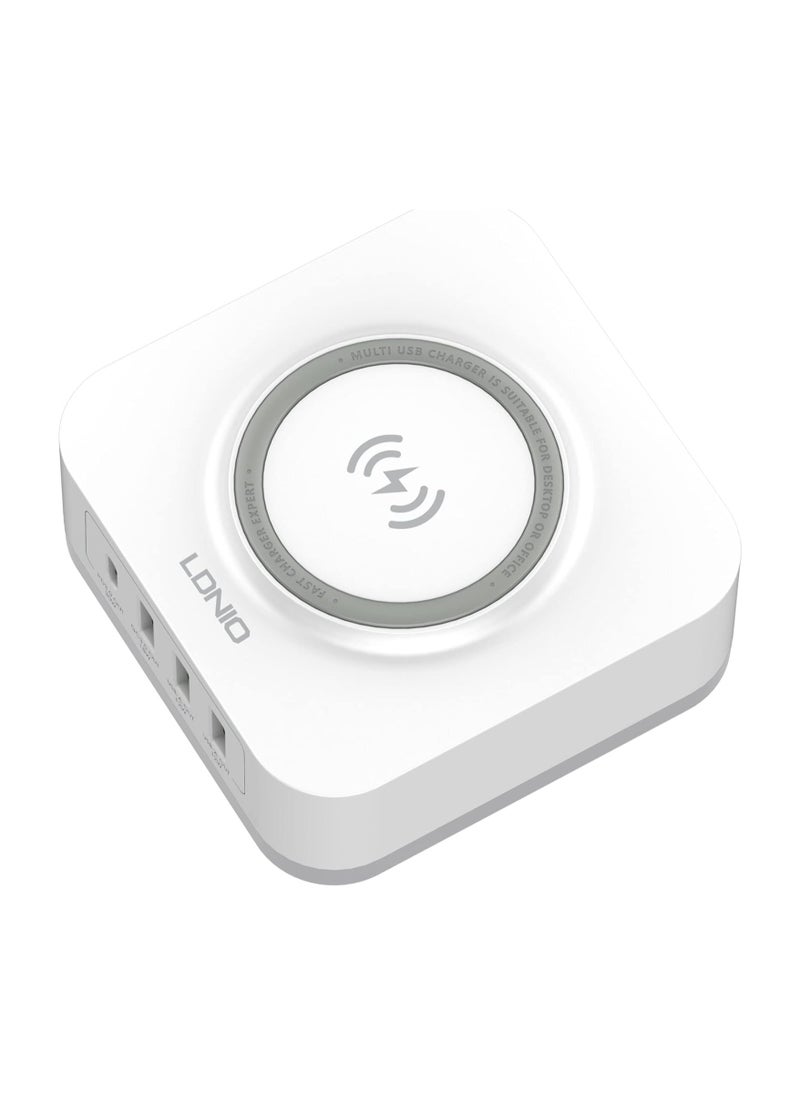 LDNIO - 32W Wireless Charger, LDNIO 5-in-1 Multi-Device Wireless Charging Station, 15W Max Qi-Certified Wireless Charger & 20W USB-C Port Fast Charger Compatible with iPhone, iPad, AirPods, Samsung, Tablet - Image 1