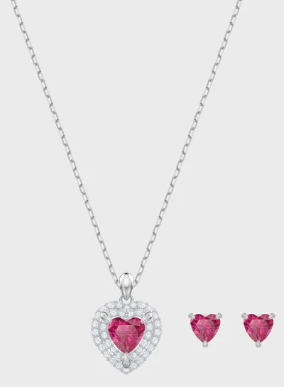 SWAROVSKI One Ruby Necklace+Earrings Set