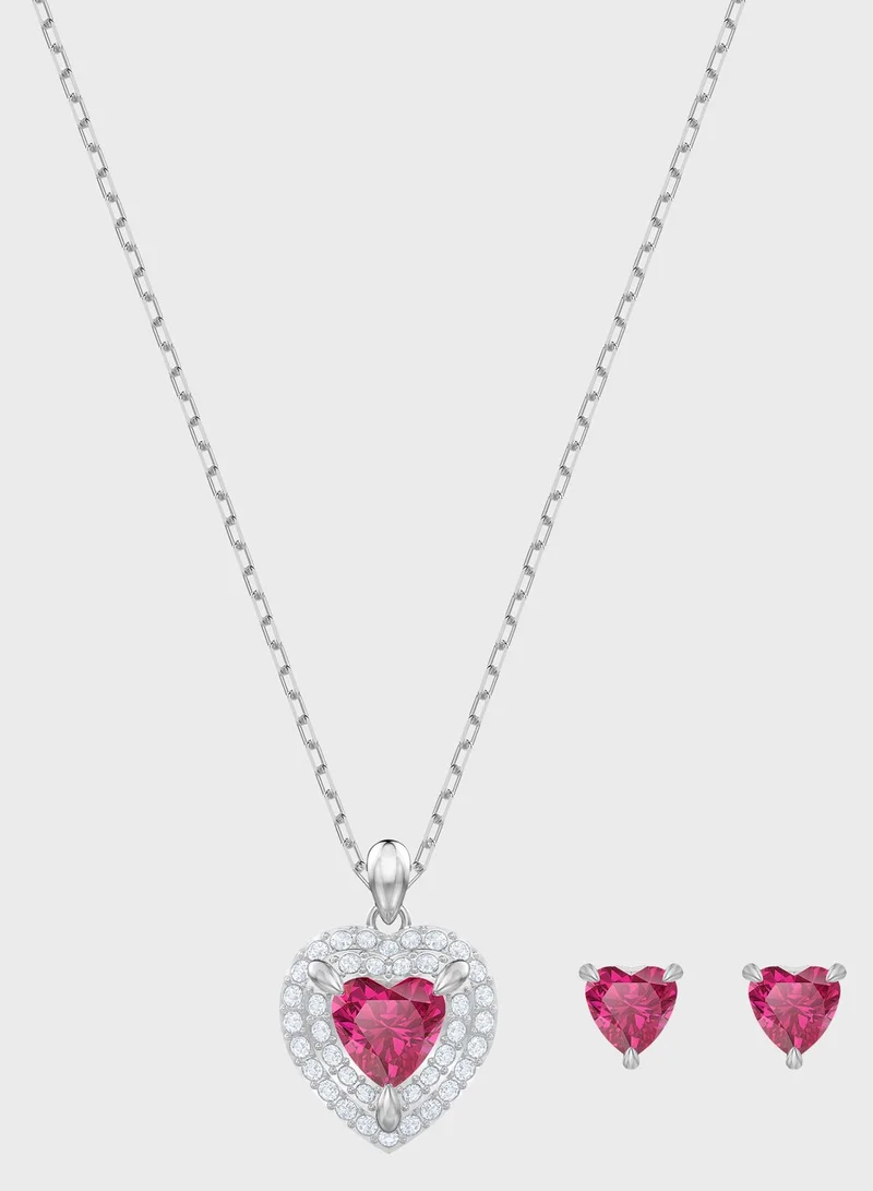 SWAROVSKI One Ruby Necklace+Earrings Set