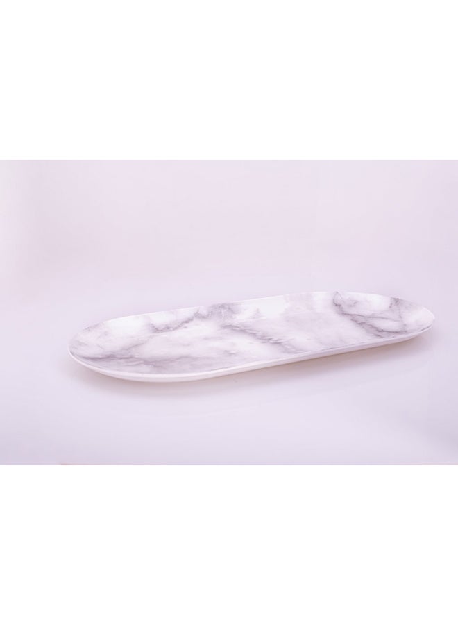 Bright Designs Melamine Ramadan Serving Platter 
Set Of 2 (L 52Cm W 26Cm)White Marble - Image 1