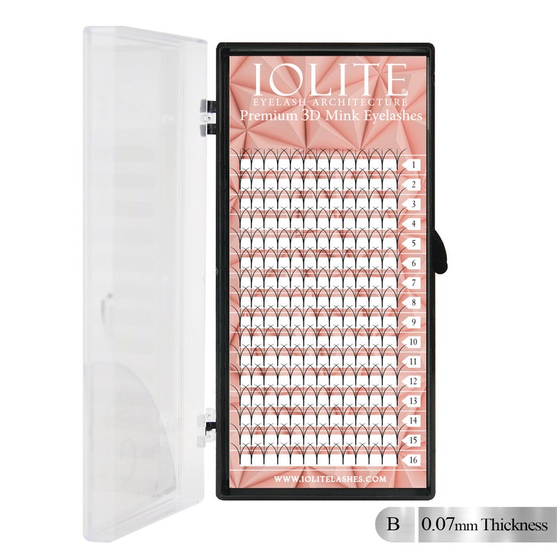 Iolite Premium 3D Mink Volume Eyelashes – Natural & Lightweight False Lashes  B Curl Thickness 0.07mm - 8 MM - Image 1