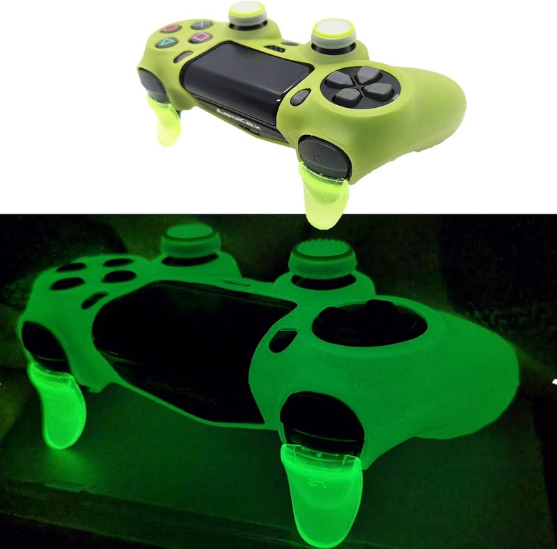 Asokex Ps4 Controller Skin Silicone Case Grip Glow in Dark Protective Cover for PS4/slim/Pro Dualshock 4 Controller(Glow Grass Green) - Image 1