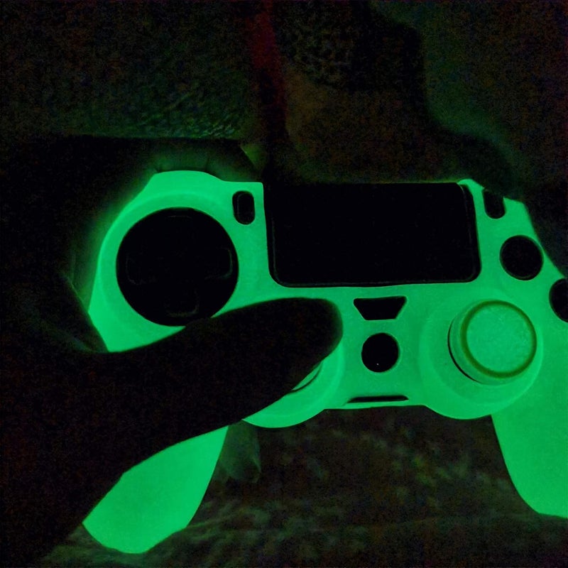 Asokex Ps4 Controller Skin Silicone Case Grip Glow in Dark Protective Cover for PS4/slim/Pro Dualshock 4 Controller(Glow Grass Green) - Image 2