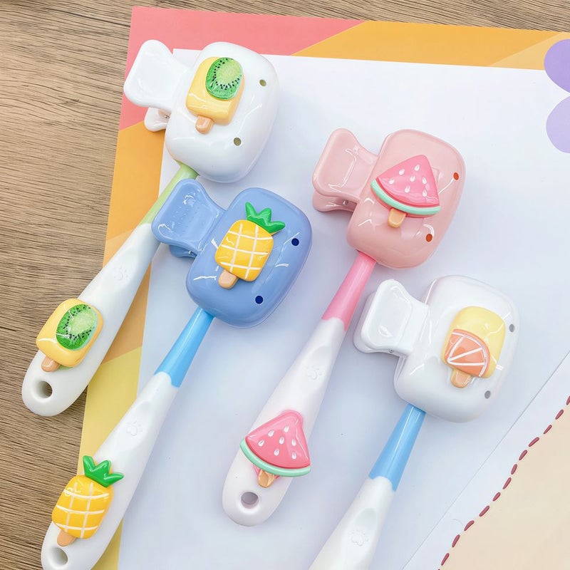 Fruit Ice Cream Toothbrush Holder Strawberry Theme Cartoon Shape Cute Ventilated Durable Lightweight Storage Rack - Image 4