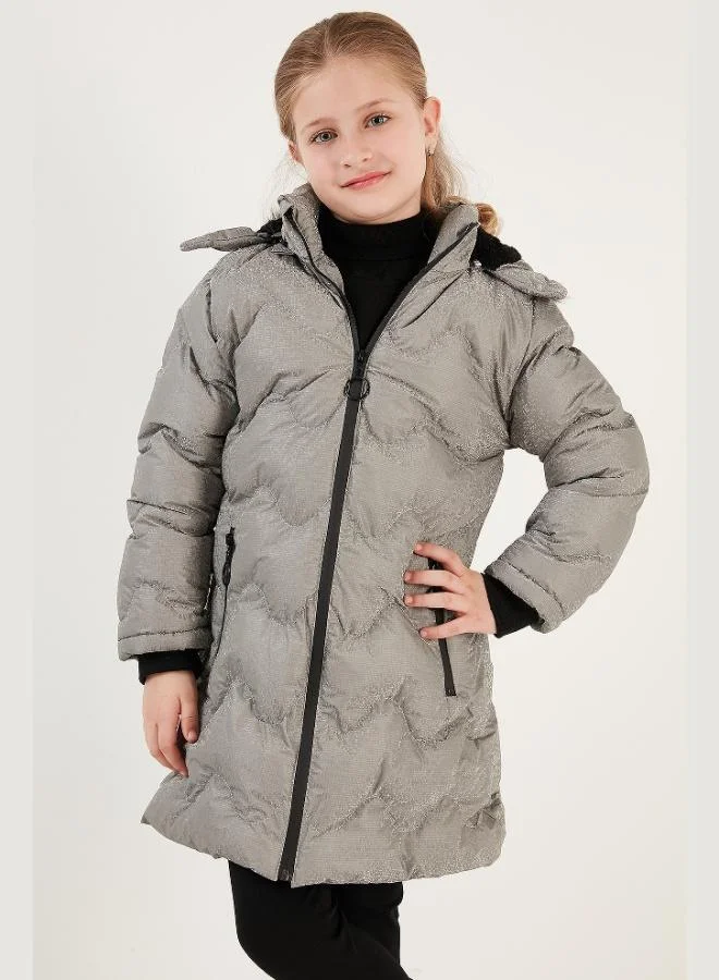 Lela Lela Plush Lined Collar Faux Fur Detachable Hooded Winter Coat Girl's COAT 5761905