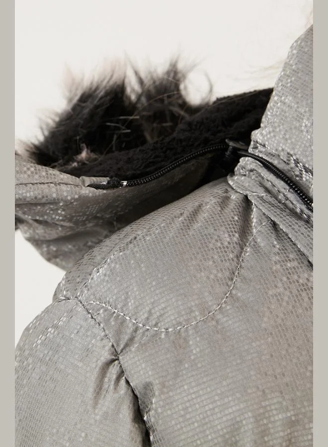 Lela Lela Plush Lined Collar Faux Fur Detachable Hooded Winter Coat Girl's COAT 5761905