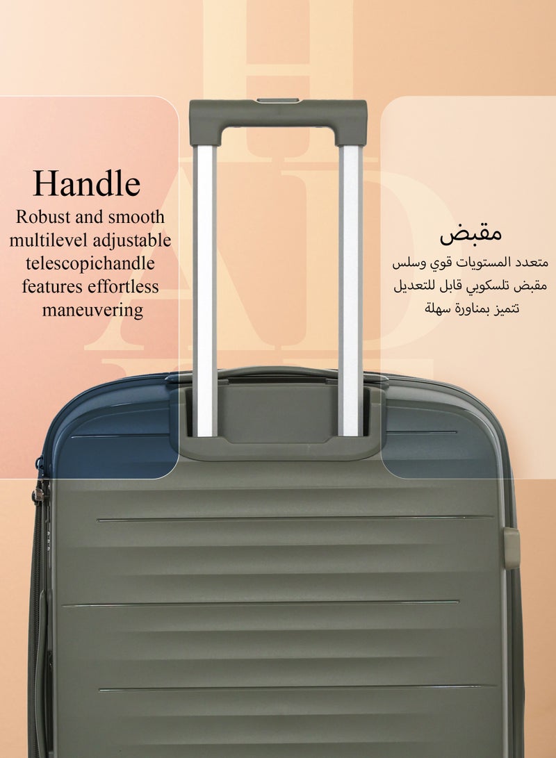 ستار لايف مجموعة الأمتعة 3 قطع PP حقيبة جانبية صلبة 360 درجة عجلات دوارة مجموعة حقائب سفر ترولي مع قفل TSA 20/24/28 بوصة - Image 2