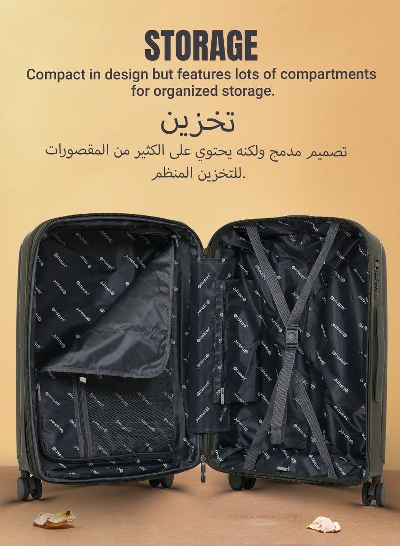 ستار لايف مجموعة الأمتعة 3 قطع PP حقيبة جانبية صلبة 360 درجة عجلات دوارة مجموعة حقائب سفر ترولي مع قفل TSA 20/24/28 بوصة - Image 4