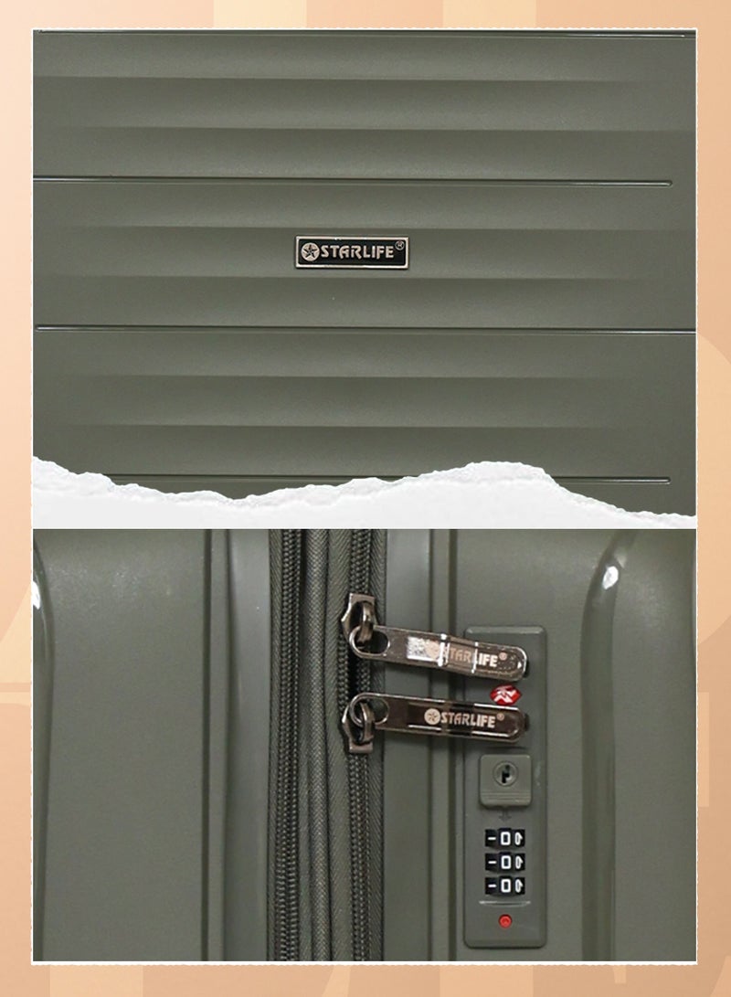 ستار لايف مجموعة الأمتعة 3 قطع PP حقيبة جانبية صلبة 360 درجة عجلات دوارة مجموعة حقائب سفر ترولي مع قفل TSA 20/24/28 بوصة - Image 5