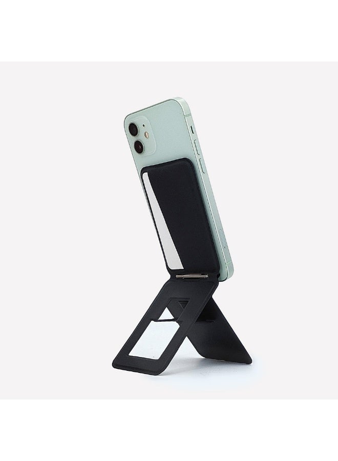 LENOK Tripod Wallet Stand, Magnetic and MagSafe-Compatible, Fold-Flat 3-in-1 Phone Stand and 1-2 Card Holder, Portrait, Landscape and Elevated Viewing (Black) - Image 1