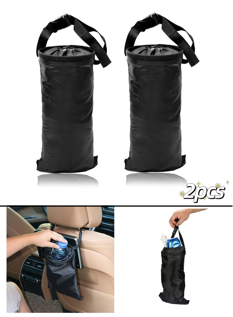 Generic 2pcs Car Trash Bag, Hanging Back Seat Car, Car Garbage Bag with Storage Pockets, Washable Eco-Friendly Car Garbage Can for Outdoor Traveling & Home Use (Black)  - Image 1