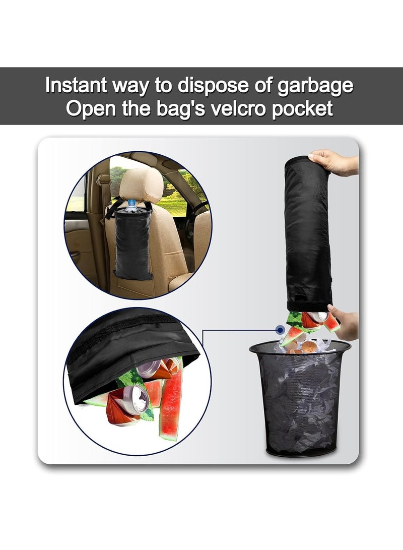 Generic 2pcs Car Trash Bag, Hanging Back Seat Car, Car Garbage Bag with Storage Pockets, Washable Eco-Friendly Car Garbage Can for Outdoor Traveling & Home Use (Black)  - Image 4