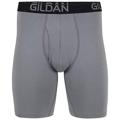 Gildan شورتات داخلية قطنية مرنة للرجال من جيلدان، عبوة متعددة، رمادي فانيلا/أسود سوت (4 قطع)، كبير جداً - Image 3