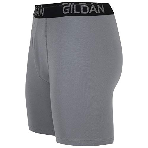 Gildan شورتات داخلية قطنية مرنة للرجال من جيلدان، عبوة متعددة، رمادي فانيلا/أسود سوت (4 قطع)، كبير جداً - Image 4