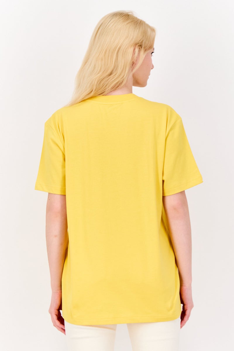 ESPRIT Women Crew Neck Short Sleeve Brand Logo T-Shirt, Yellow - Image 3