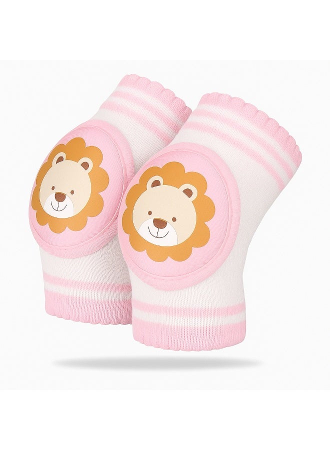 Adorable Lion Baby Crawling Knee Pads - Pink & Protective - Image 1