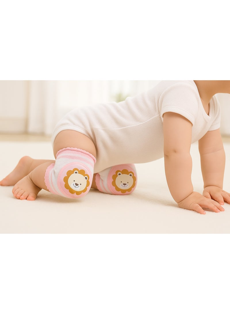 Adorable Lion Baby Crawling Knee Pads - Pink & Protective - Image 3